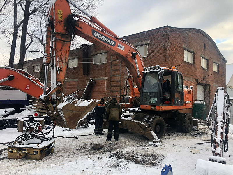 Скусыватель свай на базе колёсного Экск дуссан 190